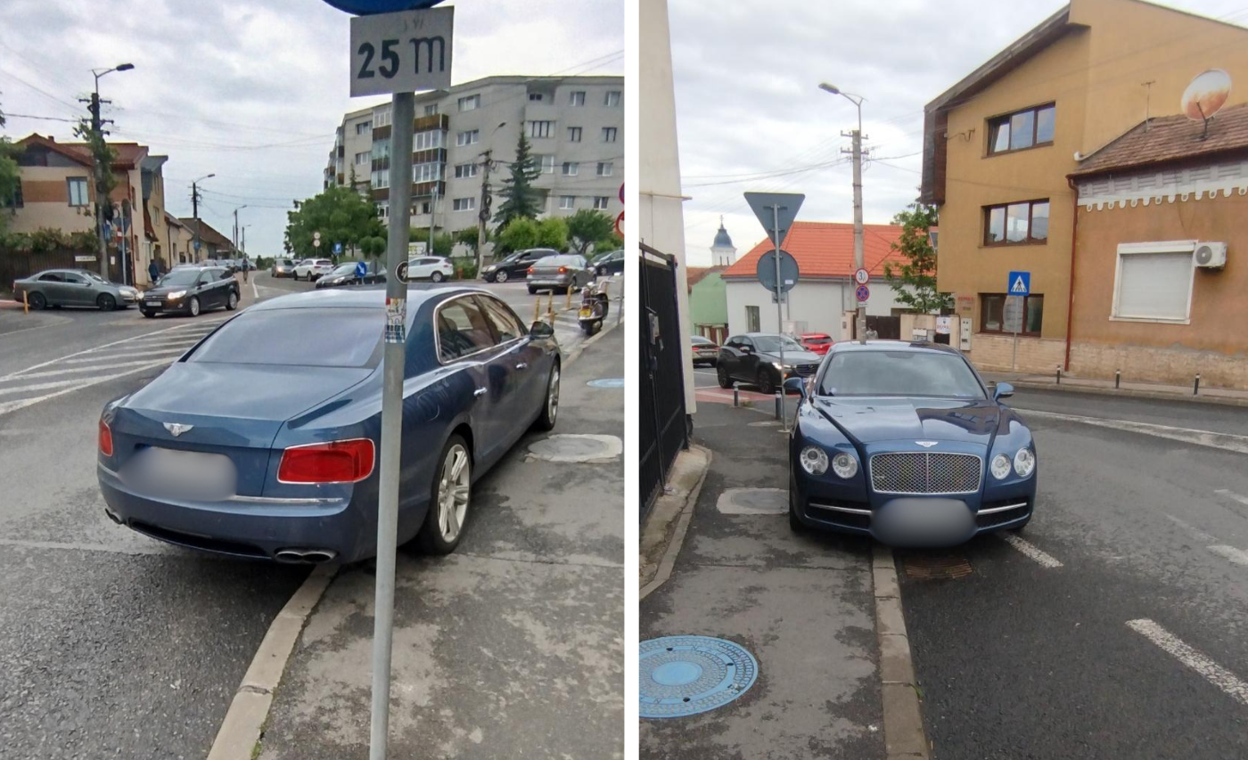 Incident cu un Bentley parcat neregulamentar la Cluj-Napoca