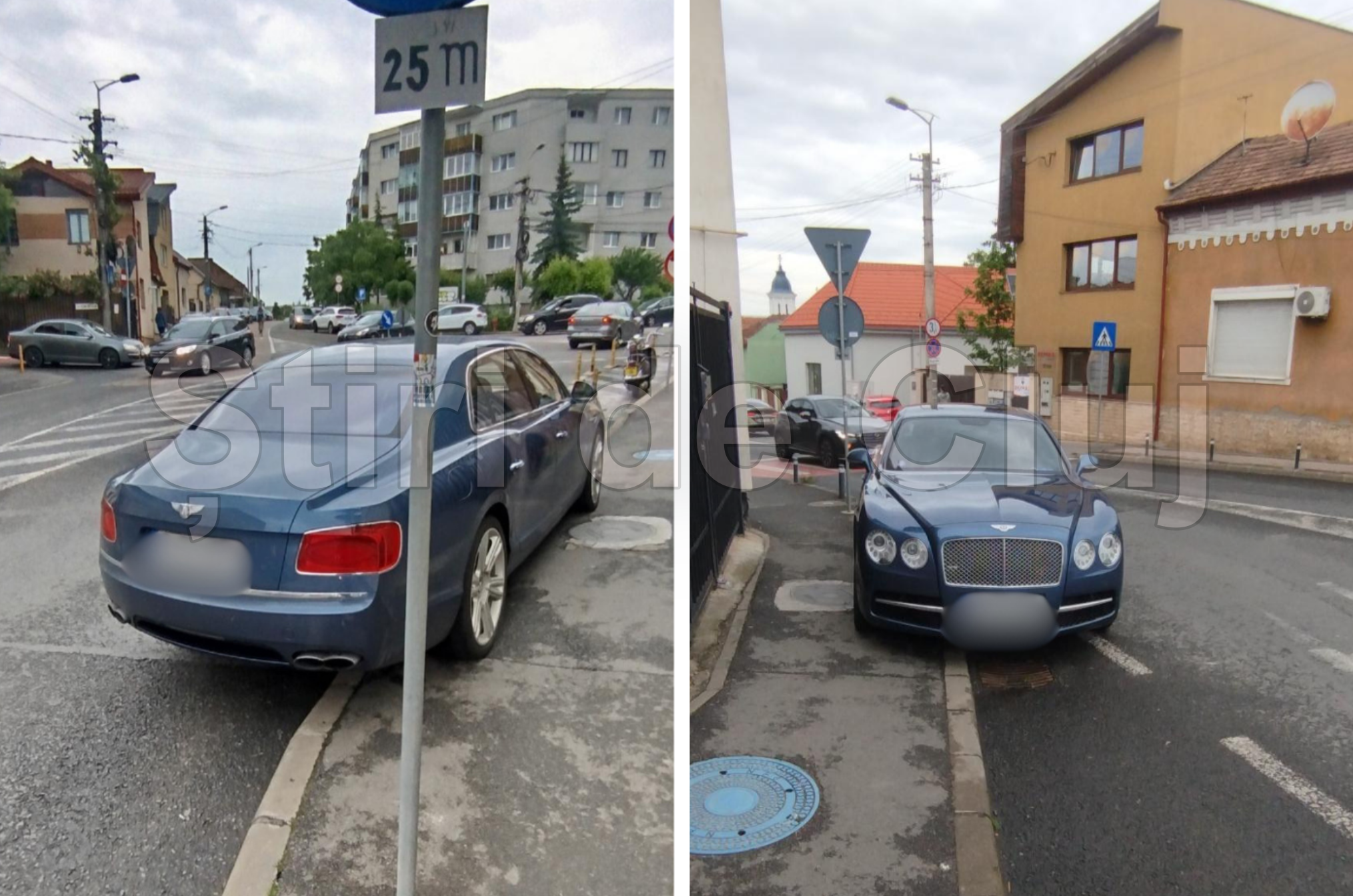Tupeu de Bentley la Cluj! Și-a lăsat bolidul unde l-a tăiat capul și a a blocat jumătate din bandă și trotuarul. Clujenii scandalizați: „Tupeu maxim”