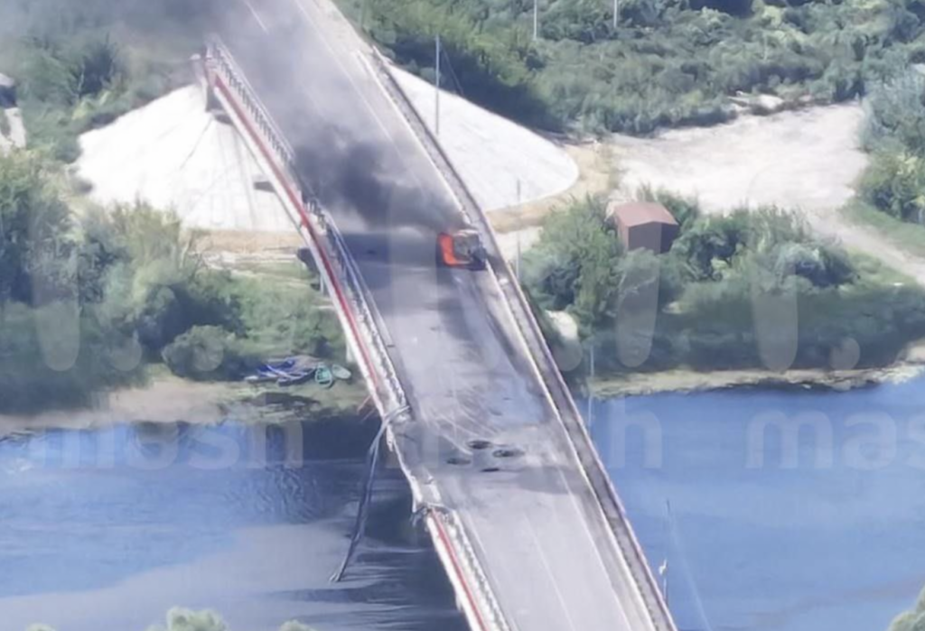 Podul Ciongar, avariat din nou de dronele ucrainene