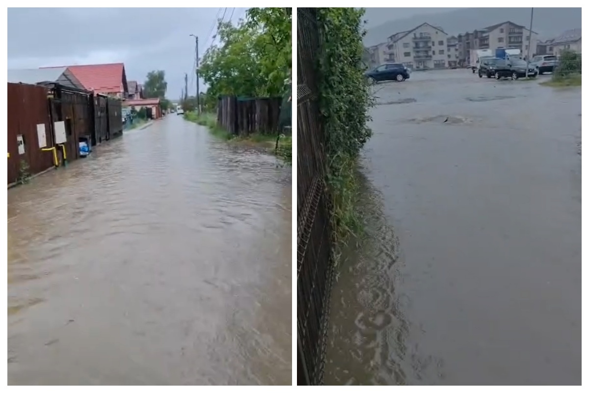 Ploaia torențială inundă străzile din Florești, Cod galben până la ora 21