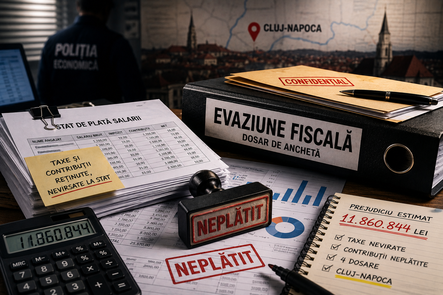 Evaziune fiscală la Cluj: aproape 12 milioane de lei reținuți din salarii