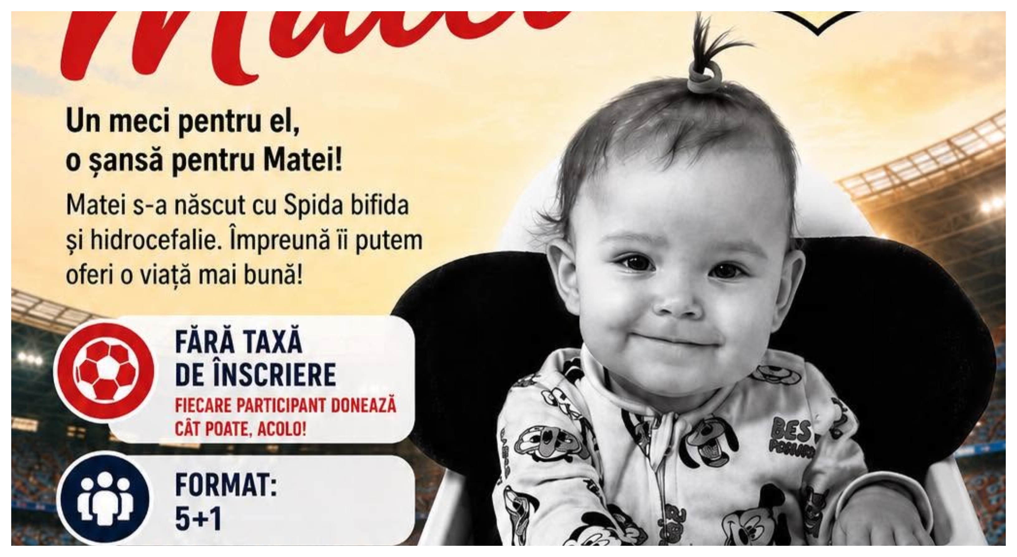 Campionat caritabil de fotbal pentru ajutorarea lui Matei