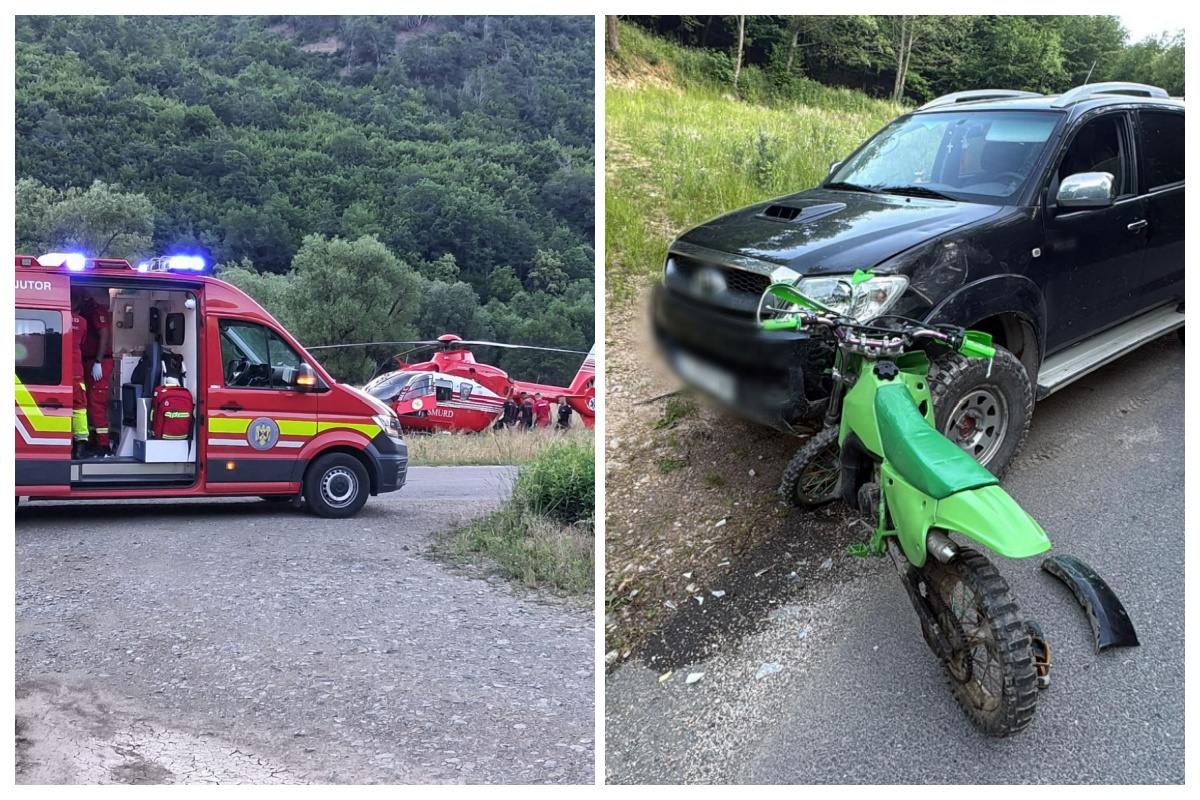 Accident grav la Muntele Rece: un copil de 13 ani rănit pe motocicletă